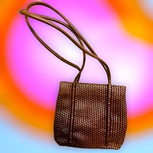 👜 Nine West Brown Faux Leather Woven Purse 🔥